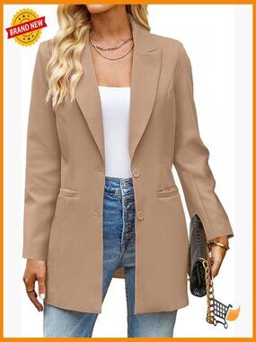 Business Casual Long Blazer Jacket Dressy Blazer Suit Jacket